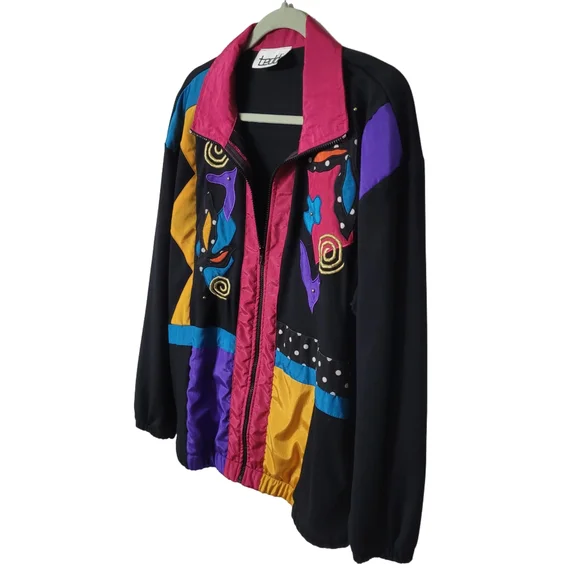 Teddi Vintage Multicolor Women's Zip Up Jacket Size XL - Picture 3 of 5